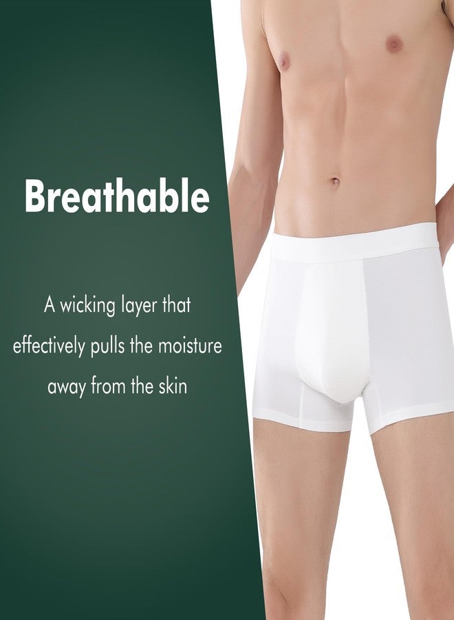 AIRCUTE Washable Absorbent Urinary Incontinence Underwear for Men, Soft Leak Proof Boxer Briefs for Bladder Leakage 60ML (X-Large, White) - Image 5